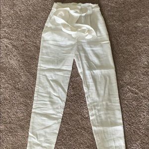 White paperbag pants